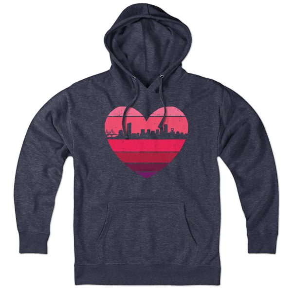 Boston Heart Retro Skyline Hoodie Fashion