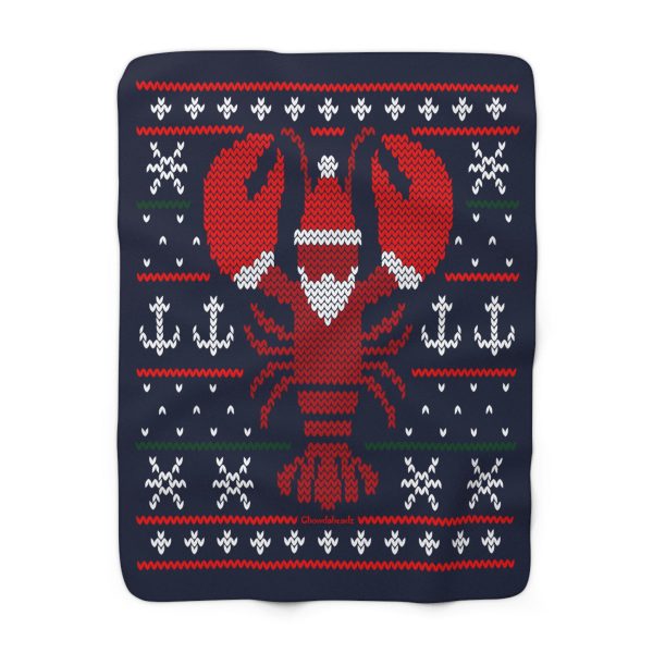 Boston Lobstah Ugly Holiday Sweater Sherpa Fleece Blanket Online now