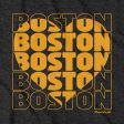 Black & Gold Stacked Boston Heart Youth T-Shirt For Cheap