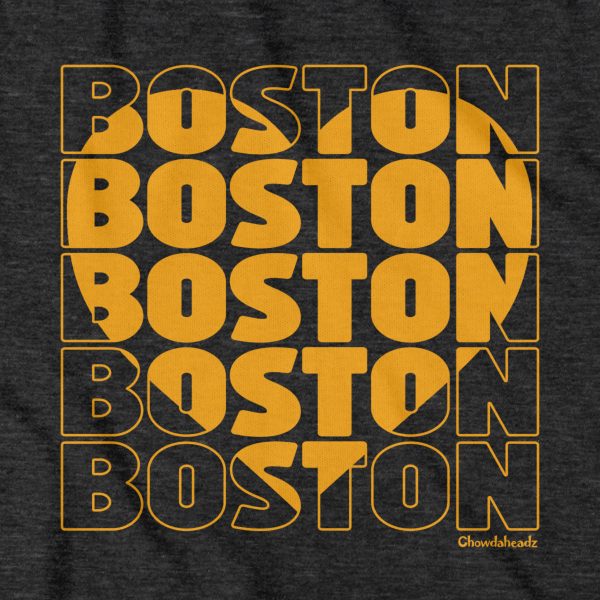 Black & Gold Stacked Boston Heart Youth T-Shirt For Cheap