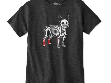 Socks On Boston Terrier Skeleton Youth T-Shirt For Discount