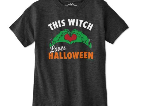 This Witch Loves Halloween Youth T-Shirt Discount