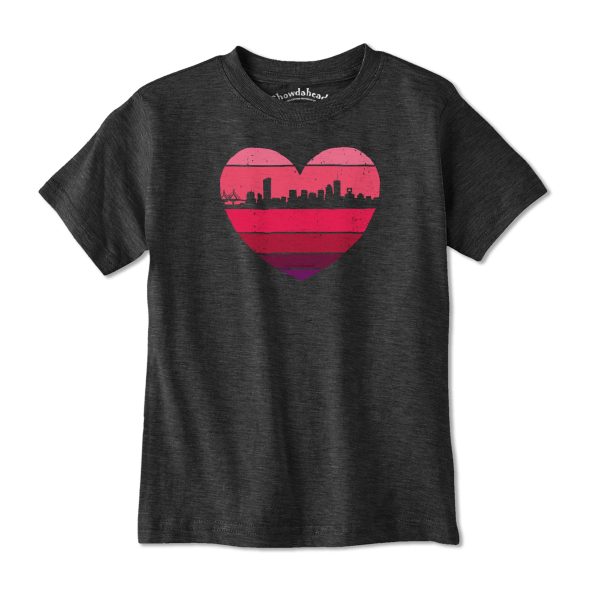 Boston Heart Retro Skyline Youth T-Shirt Supply