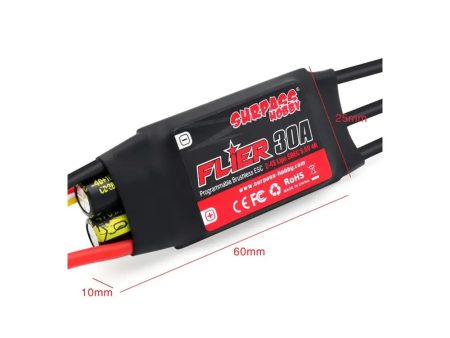 SURPASS Flier 30A ESC Li:2-4S NiNh:5-12NC SBEC:5.5V 4A 60*25*10mm 3.5 Connector on Sale