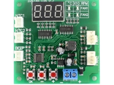 2CH 4 Wire LED Digital PWM Motor Speed Controller Fan Temperature Controller Buzzer Alarm DC 12V 24V 48V with 50CM Cable Hot on Sale