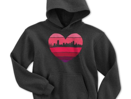 Boston Heart Retro Skyline Youth Hoodie Online