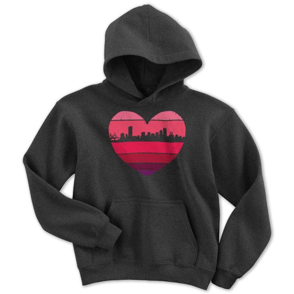 Boston Heart Retro Skyline Youth Hoodie Online