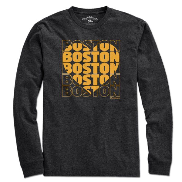 Black & Gold Stacked Boston Heart T-Shirt Fashion