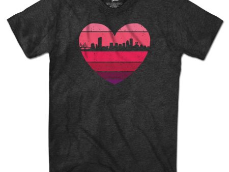 Boston Heart Retro Skyline T-Shirt For Cheap