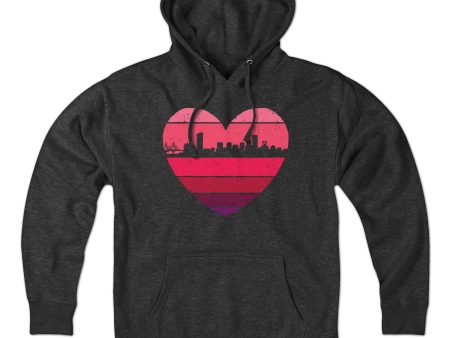 Boston Heart Retro Skyline Hoodie Fashion