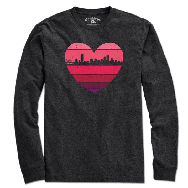 Boston Heart Retro Skyline T-Shirt For Cheap