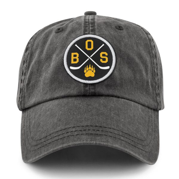 BOS Hockey Emblem Washed Dad Hat Supply