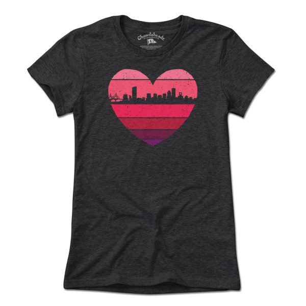 Boston Heart Retro Skyline T-Shirt For Cheap