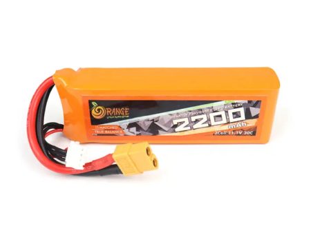 11.1V 2200mAh 3S 30C Lipo Battery with XT60 Plug (Brand Orange). Online Sale