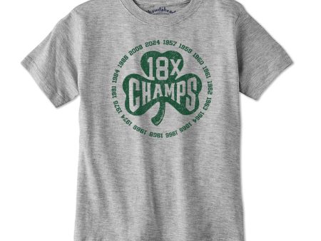 18x Boston Basketball Champions Shamrock Youth T-Shirt Online Hot Sale