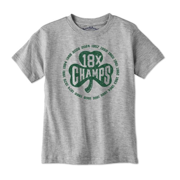 18x Boston Basketball Champions Shamrock Youth T-Shirt Online Hot Sale