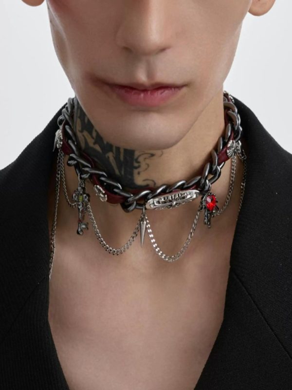 【Struc Ton】 leather punk necklace na1448 Online Hot Sale