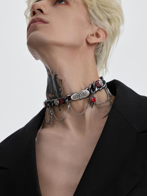 【Struc Ton】 leather punk necklace na1448 Online Hot Sale