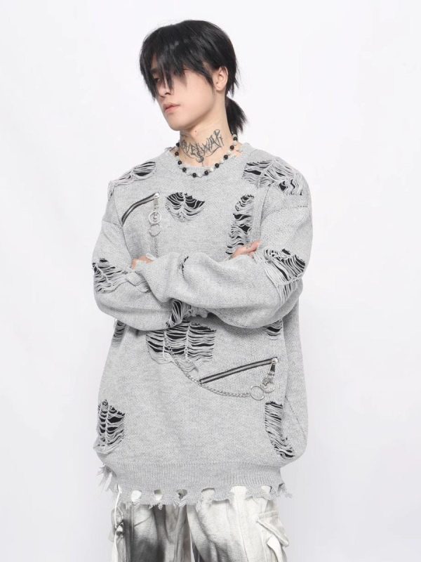 【Mz】cut holes design knit  na1548 For Cheap