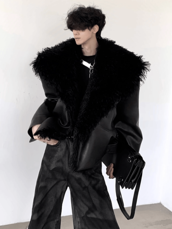 【AutumnWind】fur leather jacket  na1760 Fashion