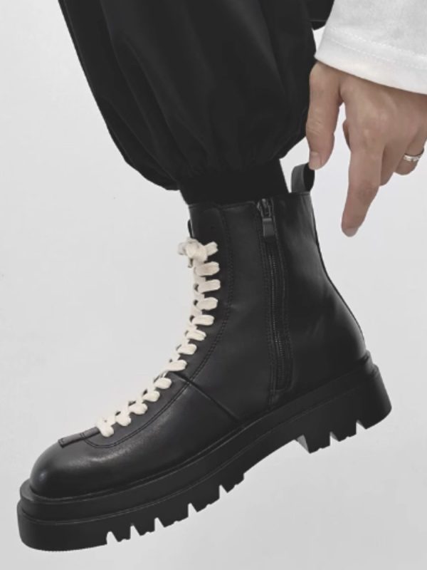 leather side zipper rider biker boots Online Sale